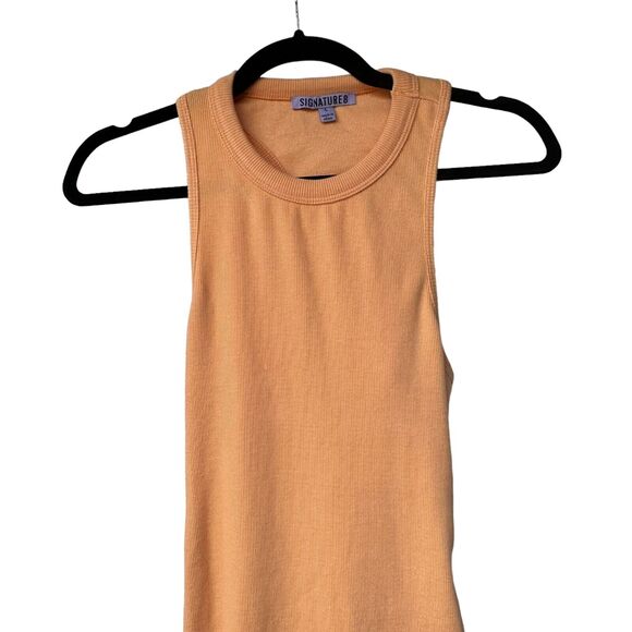 signature 8 racerback midi ribbed dress orange with open back women medium - Picture 3 of 9